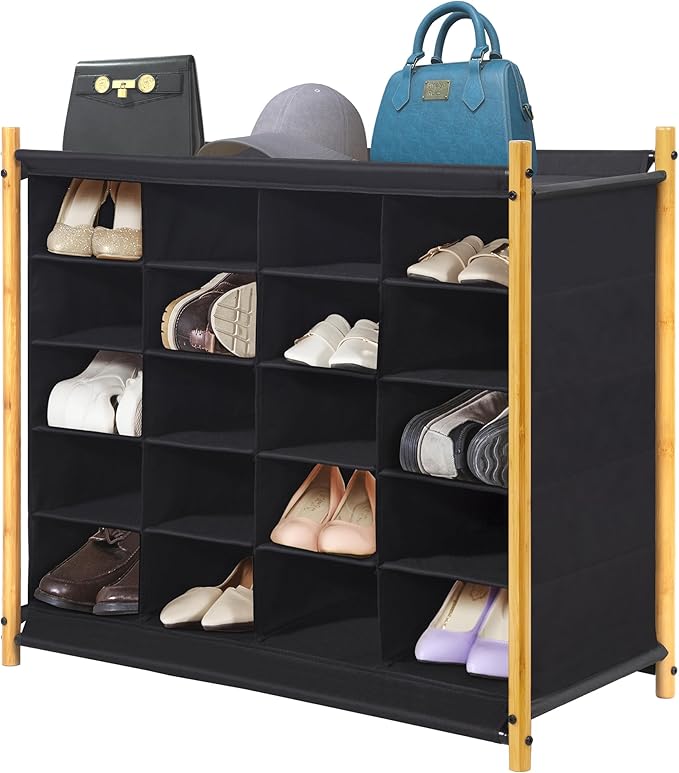 STORAGE MANIAC Shoe Cubby Organizer, Free Standing Shoe Cube Rack for Entryway, Bedroom, Apartment, Closet, Bamboo