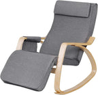 Relax Adjustable Lounge Rocking Chair with Pillow & Pocket Comfortable Armrest Backrest Adjustable Footrest
