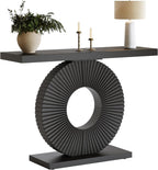 Tribesigns Modern Entryway Console Table, 39 inch Wooden Narrow Sofa Table Behind Couch with Geometric Base, Small Entry Accent Table for Living Room, Mudroom, Hallway, Black