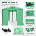 EAGLE PEAK Instant Pop-up Greenhouse, Indoor Outdoor Plant Gardening Green House, Roll-Up Zipper Doors and Side Windows, Walk in 12x8 ft, Green/Clear