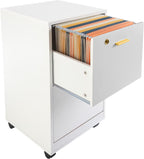 Lavish Home 2 Drawer File Cabinet - Filing Cabinet with Lock - Rolling File Cabinet for Under Desk Storage - Wood Filing Cabinet for Home or Office Organization (White)