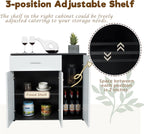 LOKO Buffet Cabinet with Storage, Multifunctional Kitchen Storage Cabinet with Adjustable Shelf & Anti-toppling Devices, Sideboard Side Table in Modern Style, 35 x 16 x 31.5 inches