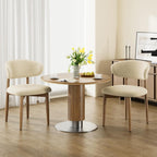 LEVELEVE Wooden Dining Chairs Set of 2,Farmhouse Kitchen Chairs with Curved Back,Modern Fabric Upholstered Chairs for Dining Room,Beige