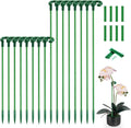 Invisible Plant Sticks 17 inch &11 inch SupKing 16Pcs Orchid Stakes with Clips for Support Small Short Plants,Garden Stake Support Pole Suit for Potted Plants Flowers Peony Rose (Green)
