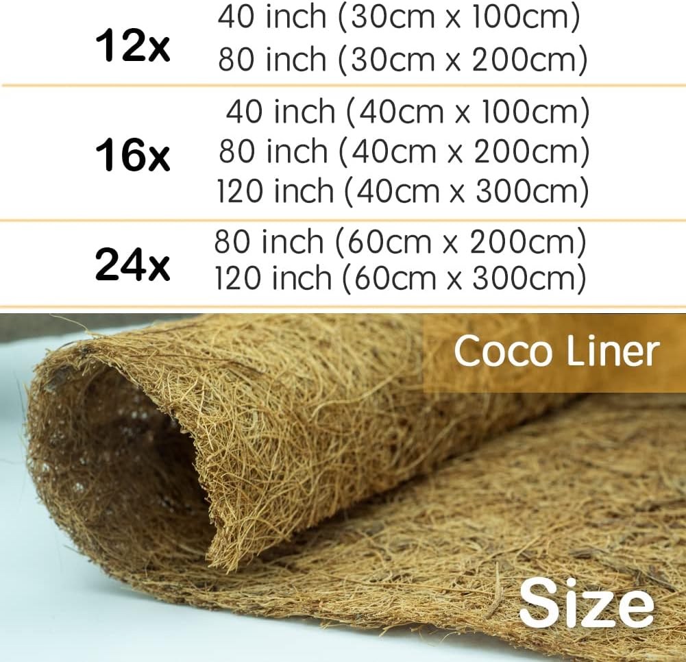 Coco Liner Roll, Yarrdfir 12x120 inch Natural Coconut Liners for Planter Flower Basket, Reptile Carpet, Natural Coconut Fiber mat, Garden Decoration, Animal pet pad