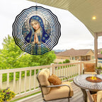 Virgin Mary Prayer Wind Spinner, Metal Wind Spinners Outdoor Indoor, Religious Virgin Mary Hanging Garden Decor for Outside, Stainless Wind Spinners for Yard and Garden 10 inch 3D (25.76X25 CM)