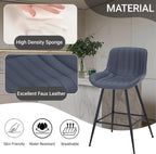 Sidanli Counter Height Barstools Set of 2, Counter Height Chairs with Backrest, Faux Leather, Metal Legs, 24 Inch Height Bar stools for Kitchen, Dining Room, Gray