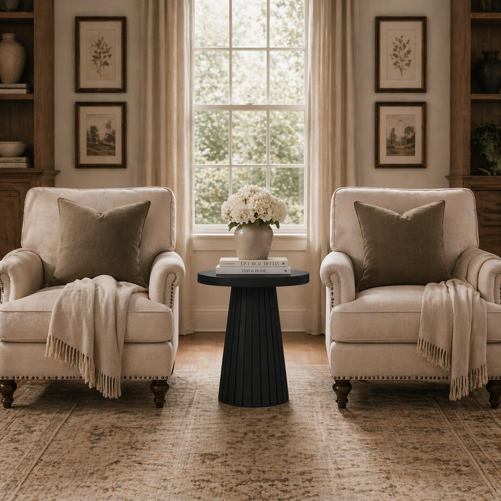 Spatial Order Black Mango Wood End/Side Round Table