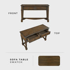 Lexicon Rectangle Wood Sofa Table with 2 Dovetail Drawers, Cherry Veneer Console Table with Antique Bronze Knobs & Sturdy Wood Construction for Elegant Living Room, Entryway, Easy Assembly, Brown
