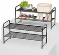 SUFAUY 2 Pack 2-Tier 33" Wide Shoe Rack, Shoe Shelf Storage Organizer for Entryway, Extra Large Capacity, Bedroom Footwear Organizer, Wire Grid, Black