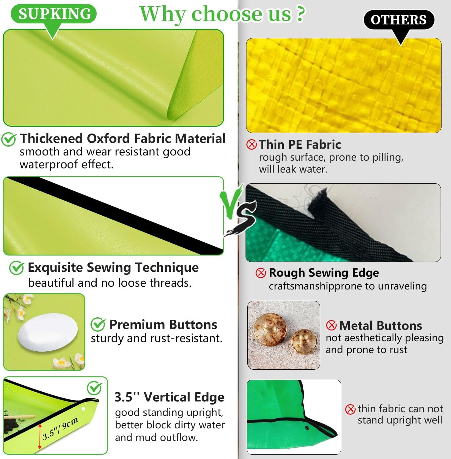 SupKing Repotting Mat 29.5"x 29.5" for Indoor Plant Transplanting Green Large Garden Mat Gift for Plant Lovers Oxford Fabric Portable Potting Tray for Gardening Mess Control
