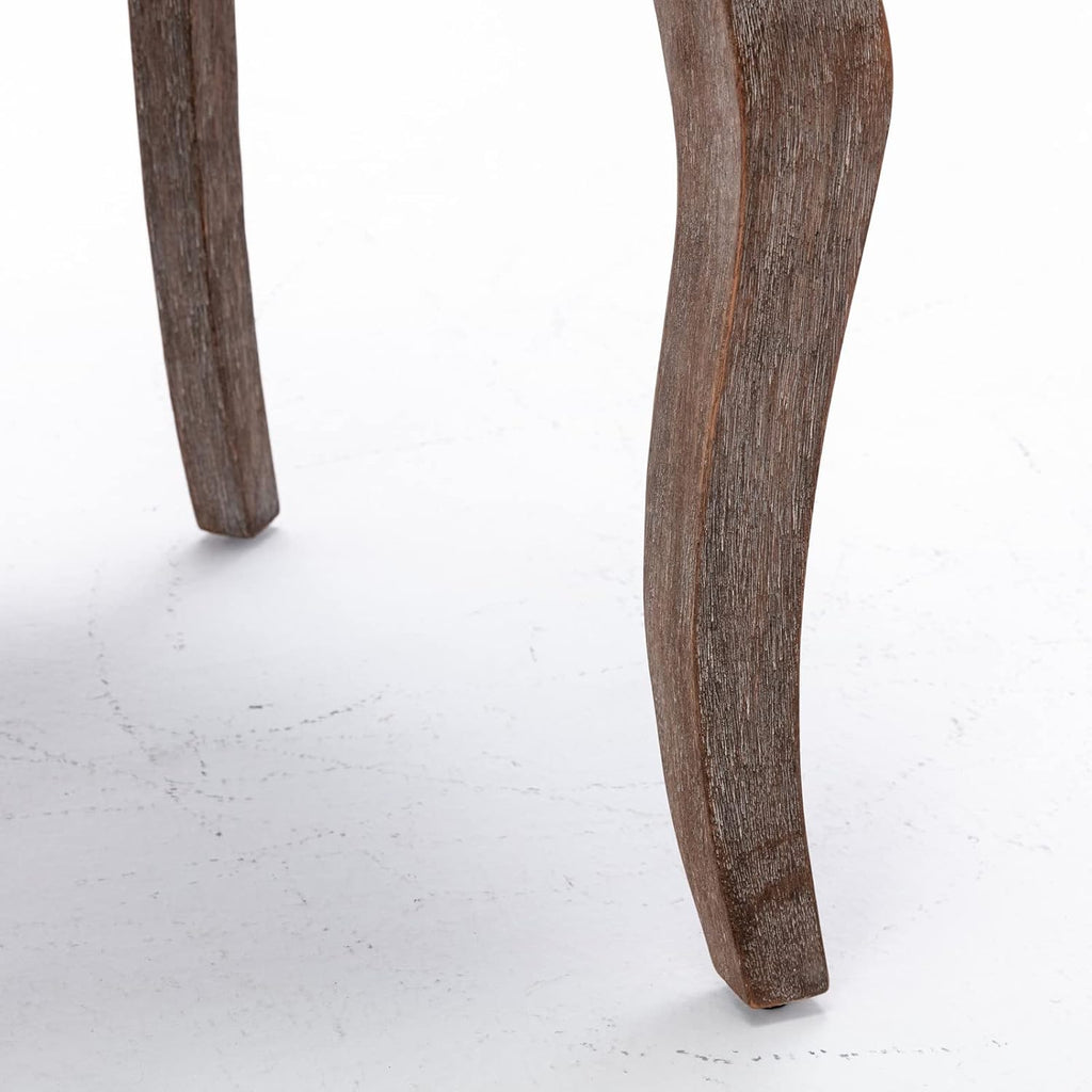 Ball & Cast Mid-Century Upholstered Dining Chairs Set of 2, Thickened Fabric Wingback Kitchen Chairs with Bronze Nail Head & Toned Solid Wood Legs, Beige