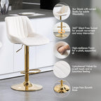Barstools Set of 3, Golden-Cream, Adjustable Swivel Bar Stools | With Back, Armless Upholstered, Gold Bar Stool with Velvet Seat, For Kitchen Island/Cafe/Dining