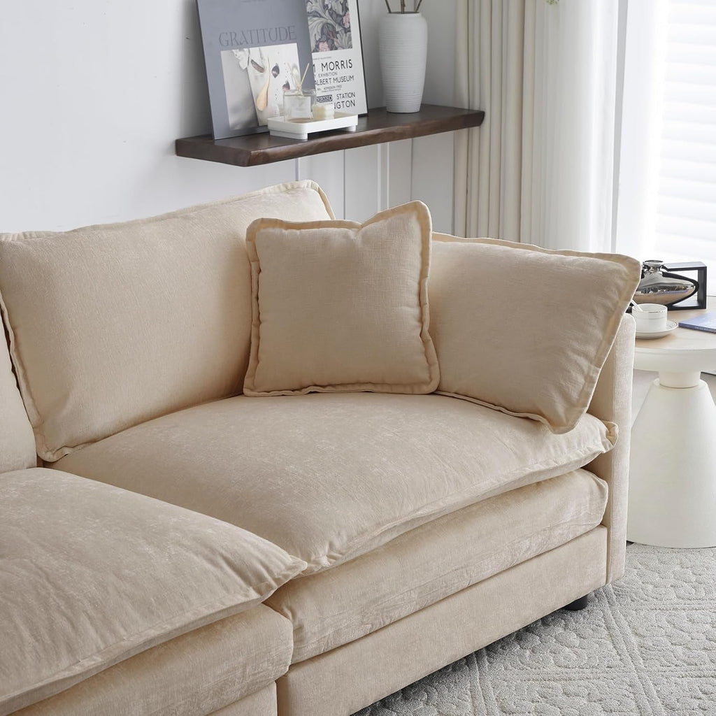 Fabric Ottomans Footrest to Combine with 2 Seater Sofa, 3 Seater Sofa and 4 Seater Sofa, Beige