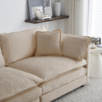 Fabric Ottomans Footrest to Combine with 2 Seater Sofa, 3 Seater Sofa and 4 Seater Sofa, Beige