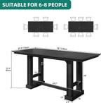 YITAHOME 70" Dining Table for 6–10 People, Farmhouse Rectangular Kitchen Table with Thick Base for Dining Room, Living Room, and Kitchen, Black