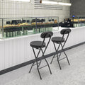 2Pcs-Folding Bar Stool with Back, Black Tall Foldable Chair Counter Height Collapsible Stool PU Leather Padded for Kitchen Island, Restaurant, Bar, Cafe Shop, Outdoor Camping