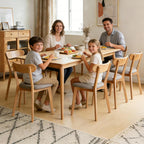 Solid Oak Curved Back Dining Chairs Set of 8, Armless, Upholstered Seat, Mid-Century Modern, 400 lbs Capacity for Dining Room, Kitchen & Restaurant