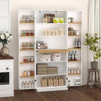 29.9x15.74x71.65Inches White Kitchen Pantry Cabinet, Freestanding Storage Cabinet with Doors & 3 Adjustable Shelves, Buffet Cupboards Sideboard for Kitchen Living Room Dining Room