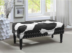 HomeStock Urban Upmarket Faux Cowhide Bench with Nailheads, Bold Statement Piece with Nailhead Trim, Additional Seating, 40" L x 17" W x 17" H in Plush Faux Velvet Fabric