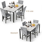 Hooseng Dining Room Table Set 5 Piece Dining Table Set Marble Dining Table 4 Chair Dining Table Set for Kitchen Living Room Breakfast Small Spaces (White & Grey)