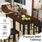 Giantex 5-Piece Dining Table Set for 4, Counter-Height Square Kitchen Table and Chairs Set with Rubber Wood Frame, Curved Back, Footrest, Bar Table Set for Small Place Dinette Breakfast Nook