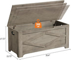GAOMON Storage Chest, Storage Bench with Safety Hinge, Farmhouse Style Wooden Trunk for Entryway, Bedroom, Living Room, Washed Grey