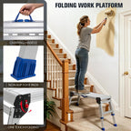 Aluminium Work Platform 660 Lbs, Portable Scaffolding Platform with One-Touch Automatic Fold, 4 Height Adjustment Step Stool, Perfect for RV Cleaning, Home Painting and Reaching High Places, Upgraded