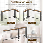 YATINEY Narrow Console Table with Outlets, 70.9" Sofa Table Narrow Long, L Shaped Behind Couch Entryway Table with Charging Station, for Living Room, Hallway, 3 Assembly Options, Rustic Brown CT07UBR