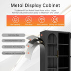 75" H Locking Display Cabinet with Glass Door, Tall Storage Cabinet with 5 Adjustable Shelves, Metal Curio Cabinet Multi-Purpose Display Case for Collectibles Living Room/Bedroom/Kitchen/Bar