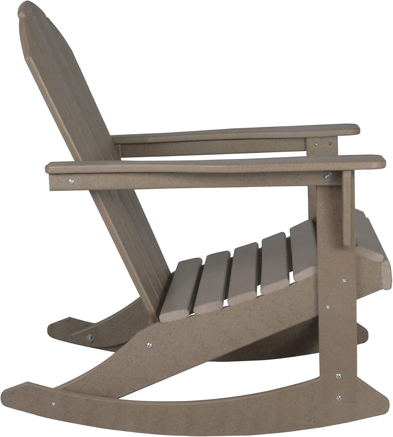WO Home Furniture Patio Rocking Chair Set of 4 PCS Classic Outdoor HDPE UV Weather Resistant (Weathered Wood)