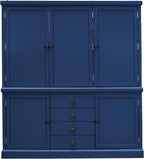 73" H Large Kitchen Pantry with Storage, Freestanding Wooden Cupboard with 4 Drawers,Cabinet Door Organizers and Adjustable Shelves for Kitchen, Dining Room, Blue
