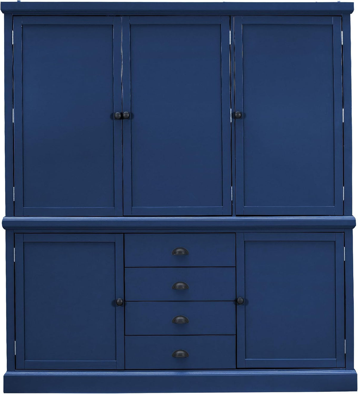 73" H Large Kitchen Pantry with Storage, Freestanding Wooden Cupboard with 4 Drawers,Cabinet Door Organizers and Adjustable Shelves for Kitchen, Dining Room, Blue