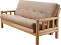 Chalet Complete Futon - Frame and Mattress Set - Log Like with Innerspring Full Size Sofa Bed Sleeper (Beige)