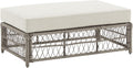 Crosley Furniture Thatcher Wicker Coffee Table and Ottoman Foot Rest for Porch, Deck, Backyard, Driftwood with Creme Cushions