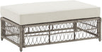 Crosley Furniture Thatcher Wicker Coffee Table and Ottoman Foot Rest for Porch, Deck, Backyard, Driftwood with Creme Cushions