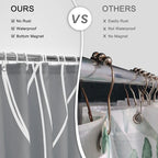 Punkray Dark Grey Shower Curtain for Bathroom with Hooks Shower Curtain Set, White Stripe Bath Curtains Decorative Shower Curtains Water Repellent Washable, 72 x 72