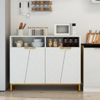 Giantex Buffet Cabinet with Storage, 40" Large Kitchen Sideboard with 4 Doors, 2 Compartments, Adjustable Shelves, Modern Accent Furniture for Living Room Entryway (White)
