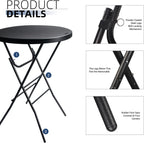 Byliable 32in Cocktail Folding Table, Round High Top Bar Table, Black | Portable Foldable Design with Removable Legs, Two Folding Methods, HDPE Tabletop, Indoor Outdoor for Parties, Patio, Events