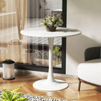 Modern White Round Dining Table 24 inch, White Tulip Round Table for Two People, Mid Century Round Coffee Table for Living Room and Kitchen