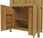 71" Tall Arched Kitchen Pantry with Drawer,Glass Door,Door Racks, Fluted Hutch Cabinet with Storage & Adjustable Shelves,Cupboard Buffet Cabinet for Living Room, Coffee Bar Corner(Natural) (Natural-1)