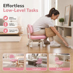 Rolling Low Stool with Backrest, Cloud Comfort Swivel Stool，Gray | Rolling Backrest Chair with Padded Seat & 360° Silent Casters, Cloud-Soft Cushion for Workshops, Garages, Studios, Home