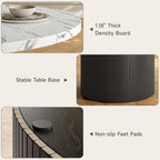 47 Inch Round Dining Table for 4, Circle Kitchen Table with Wood Strip Base, Modern Farmhouse Dinner Tables for Kitchen, Living Room (Marble Texture)