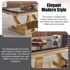 Marble Coffee Table Set of 3, Includes 1 Coffee Table with 2 Square End Side Tables, Luxury 3 Piece Living Room Table Set with Black Faux Marble Tabletop & Gold Stainless Steel Base