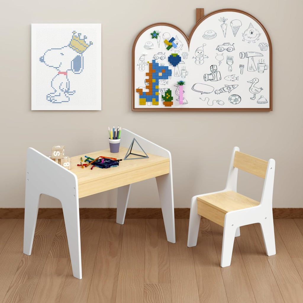 Kids Furniture Set for Bedroom Toddler Table and Chair Set Desk for | Compact toddler table and chair set for ages 2-8. Sturdy MDF wood construction supports play, study, and snack time. Ide