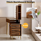 Arulvmrn Vanity Desk with 29.53" HD Lighted Mirror, 47.24" Big Modern Vanity Desk with Mirror and Lights, Makeup Vanity with 5 Drawers and Storage Shelves and Charging Station,B0F7QPHWWM