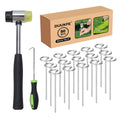 50pcs Landscape Fabric Staples 6 Inch, Galvanized Circle Top Landscape Pins Landscape Fabric Staples Garden Stakes Staples with Pick Hook Mallet for Weed Barrier Tent Stakes Outdoor Decor