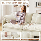 WorthFurni 111.4" Modular Sectional Sofa, U Shape Cloud Couch with 2 Movable Ottoman, Comfy Chenille Deep Seat Sofa with Soft Pillows for Living Room Bedroom Apartment (Beige)
