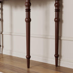 Solid Wood Console Table with Drawer – Dark Walnut Entryway Table with Scalloped Edge and Straight Legs, Narrow Accent Sofa Table for Living Room or Hallway(Dark Walnut)