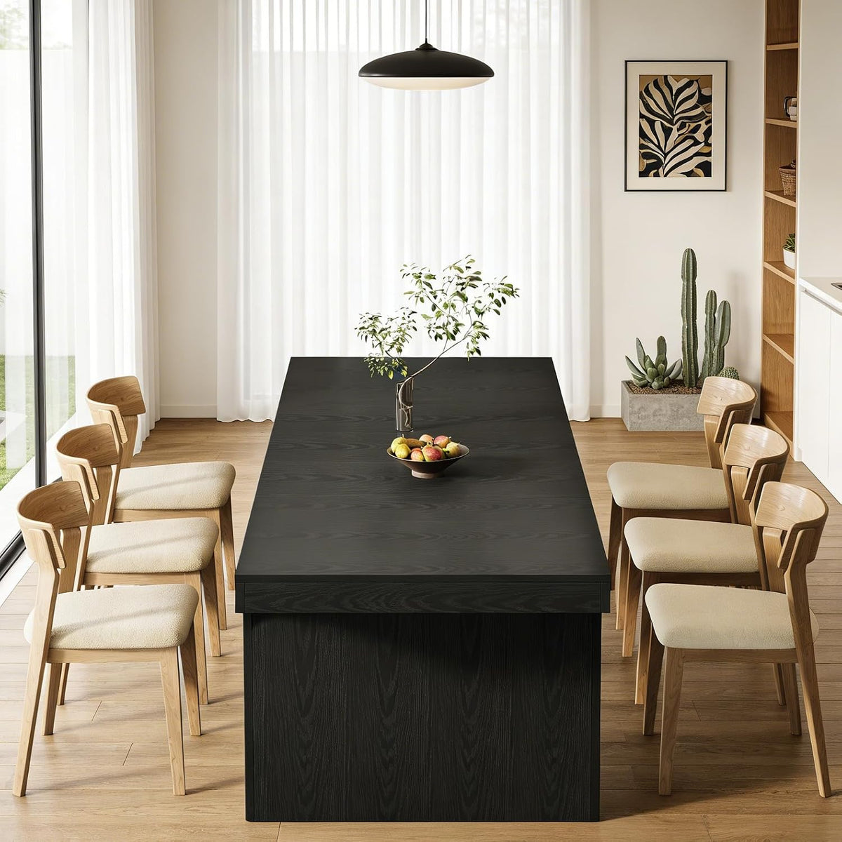 Tribesigns 71" Large Dining Table for 6-8, Farmhouse Kitchen Table, Rectangular Dining Table with Sturdy Reinforced Metal Frame and Curved Legs for Kitchen & Dining Room